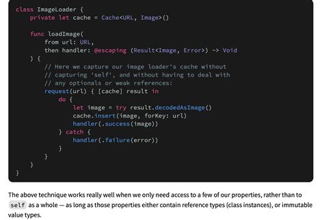 Swift5.8 closure need weak unwon - Jul 9, 2019 · But when the closure is called only once (like uploading an image) there is no need for a weak link in closures (in most but not all cases). In retrospective use closures as much as possible but avoid or use caution as soon as a closure is used as a property (which is ironically the example I gave). But you would rather do just this: 
